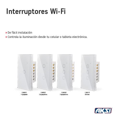Interruptor Inteligente Aksi 124903 Wifi De Luz De Pared 3 Apagadores